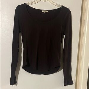 Madewell brown scoop neck long sleeve textured top